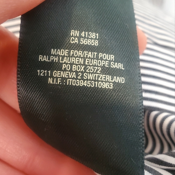 Lauren Ralph Lauren Woman’s Blouse Button Up Size 16 Striped White/blue Logo - Picture 8 of 13